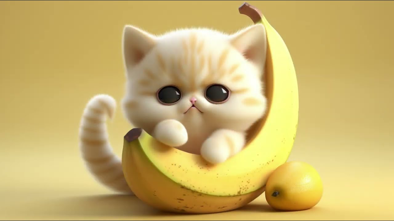 1280x720 AI painting banana kitten