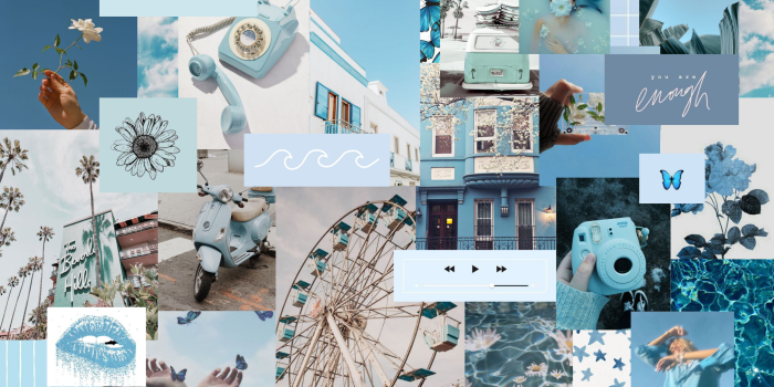 2304x1440 Blue Collage | Cute laptop wallpaper
