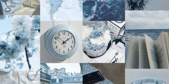736x1104 Blue Collage Kit, Blue/white/grey
