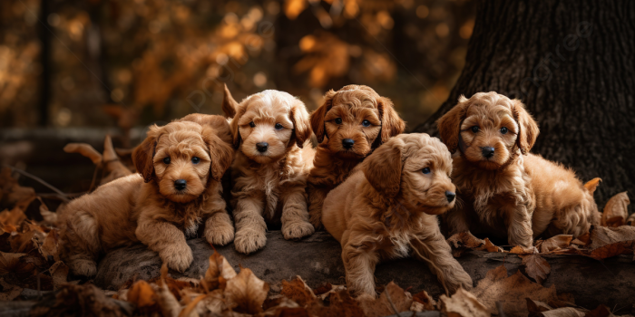 1200x673 Six Golden Doodle Puppies In Autumn