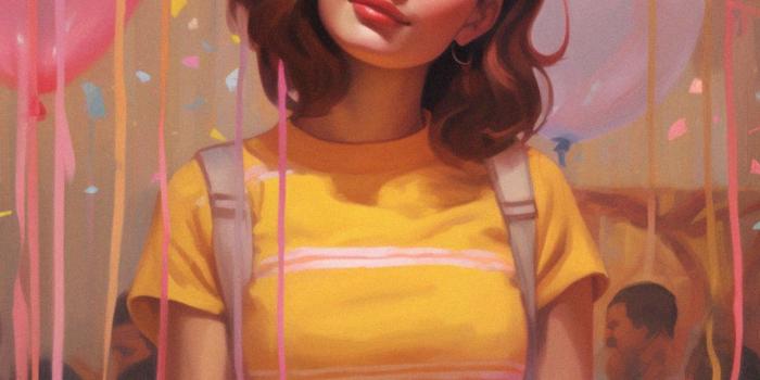 1183x2560 Preppy Girl & Balloons Art Wallpapers