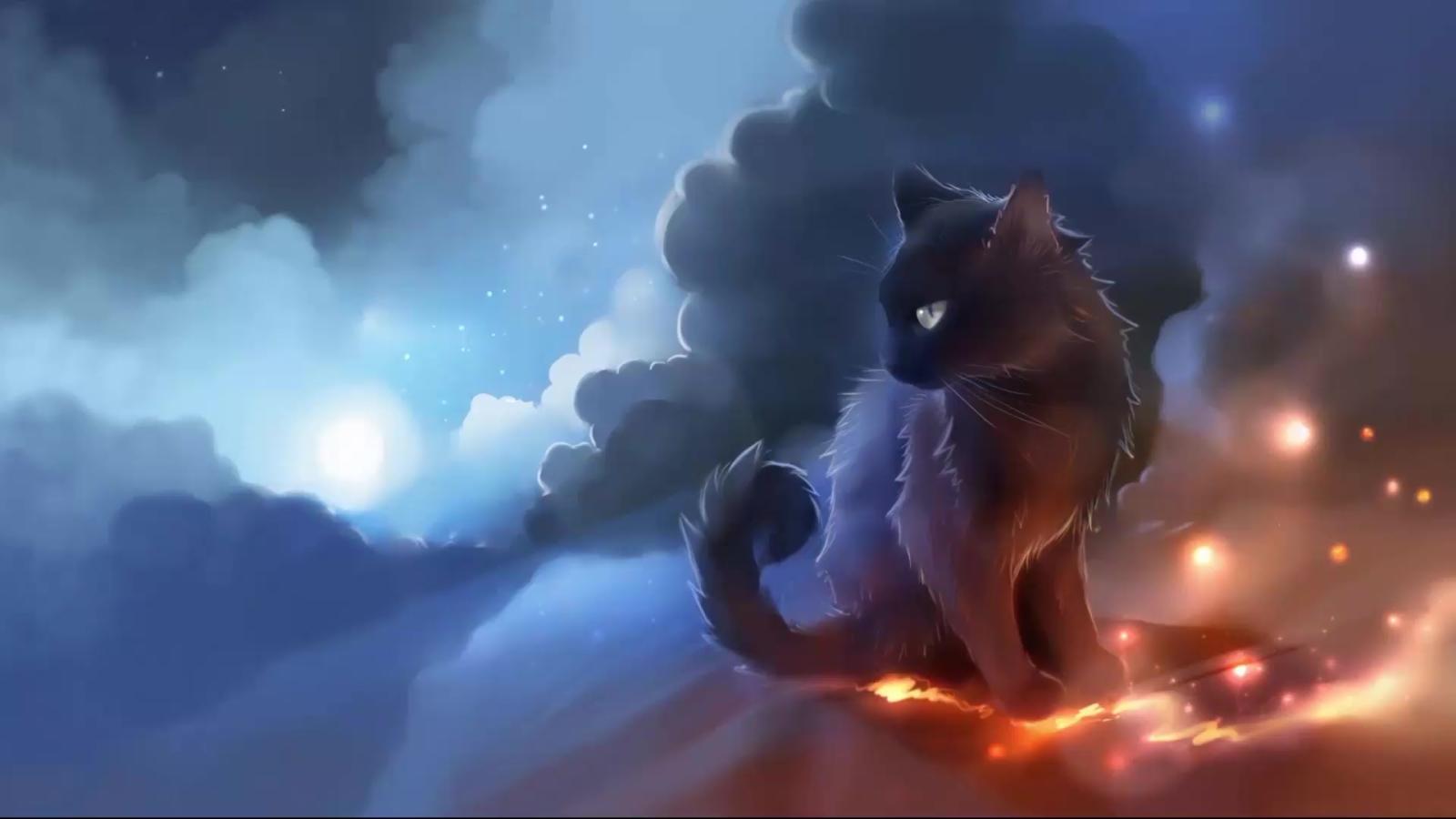 1920x1080 Fantasy Cat Stars Live Wallpaper