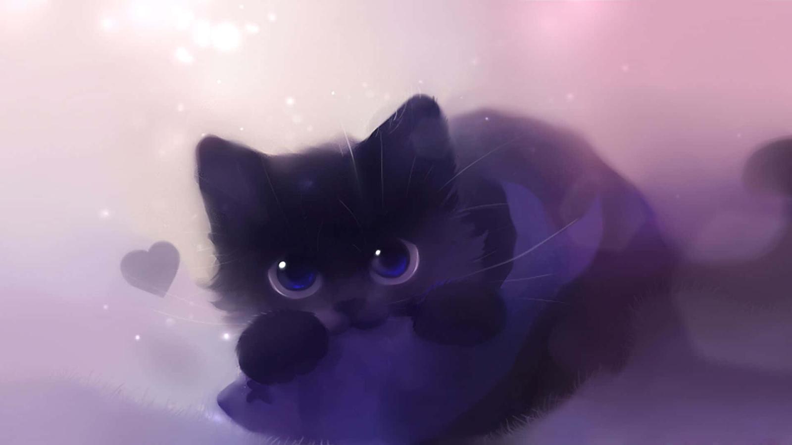 1920x1080 Super Cute Kawaii Anime Cat Wallpaper