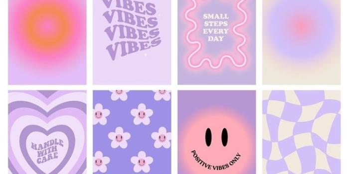 750x1080 16pc Purple Preppy Wall Collage - Etsy