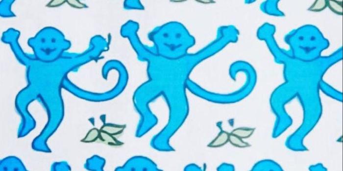 748x1200 Preppy Blue Monkey Pattern Wallpaper