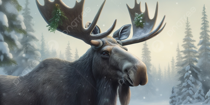 1200x673 Big Moose In The Snow With Bow Head