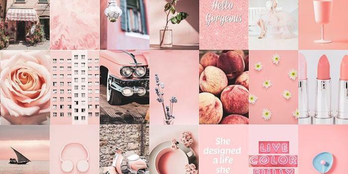 735x1102 Peach Aesthetic Photo Wall Collage