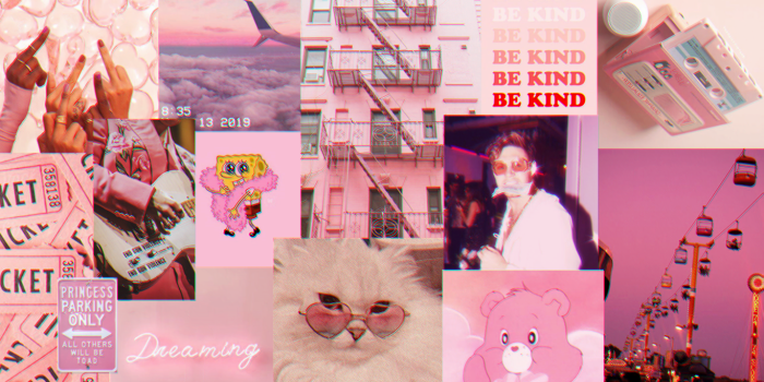 1366x768 Pink Collage Computer Wallpapers
