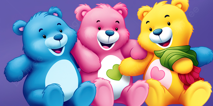 1200x673 Three Care Bears Holding A Heart Shaped
