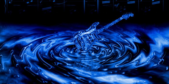 1260x765 Guitar Wallpaper - Blue Water Effect