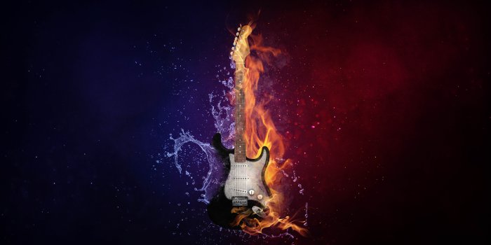 7680x4320 Flaming Guitar Wallpaper