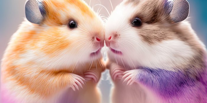 1300x1300 Two Cute Hamsters Kissing Wall Mural