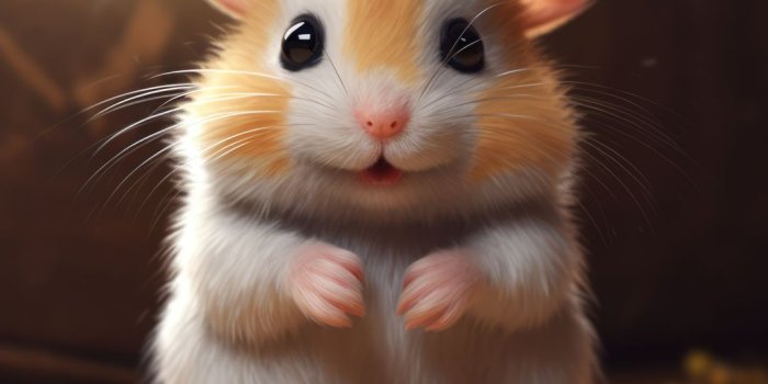 1080x1080 cute hamster on grey background