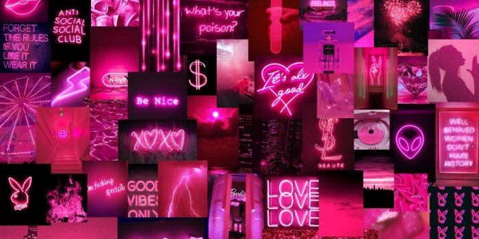 1200x675 Neon Pink Aesthetic Collage Wallpaper