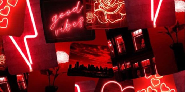 742x1200 Black Red Neon Cute Led Signs Wallpaper