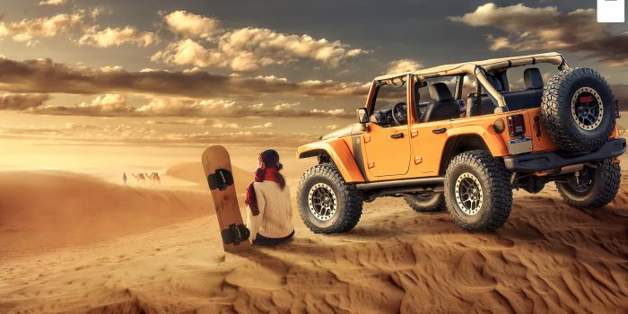 3432x1931 Jeep Wrangler Desert Off road Wallpaper