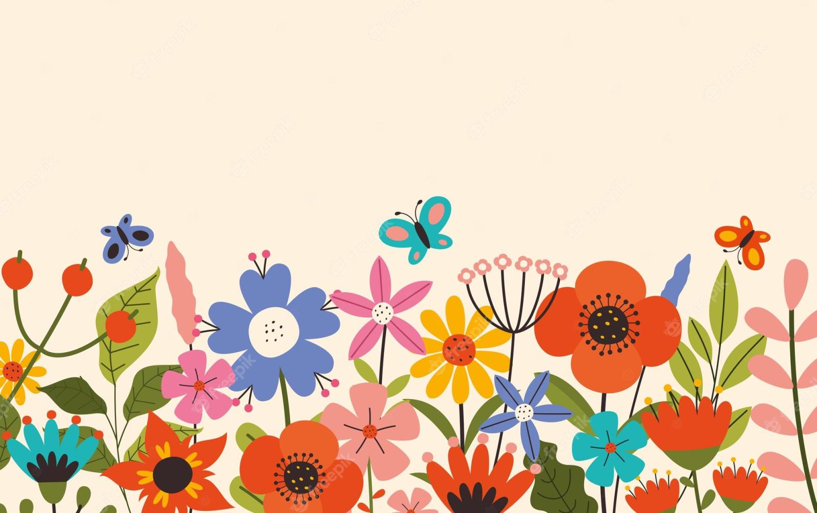 2000x1257 Springtime Cartoon Flowers Wallpapers