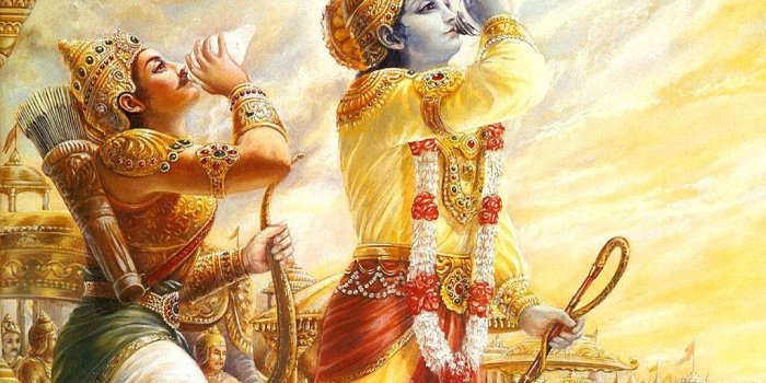 1024x768 Mahabharat Krishna Horning Wallpaper