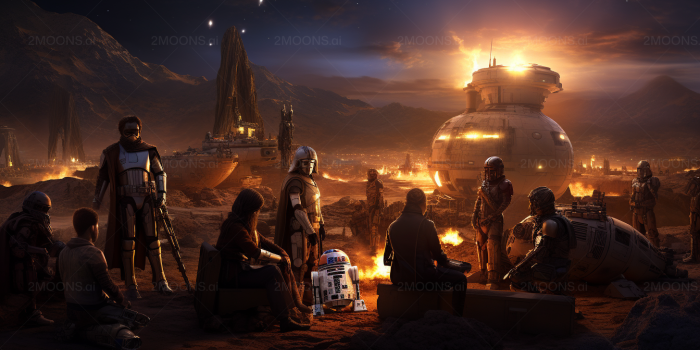 1456x816 Star Wars Characters Campfire Desert