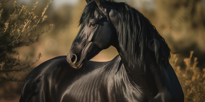 1200x673 Black Horse Standing In The Desert