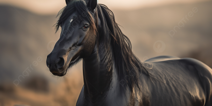 1200x673 Black Horse Is Standing In A Field At
