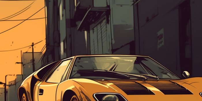 1183x2560 Orange Ford GT40 Art Wallpapers