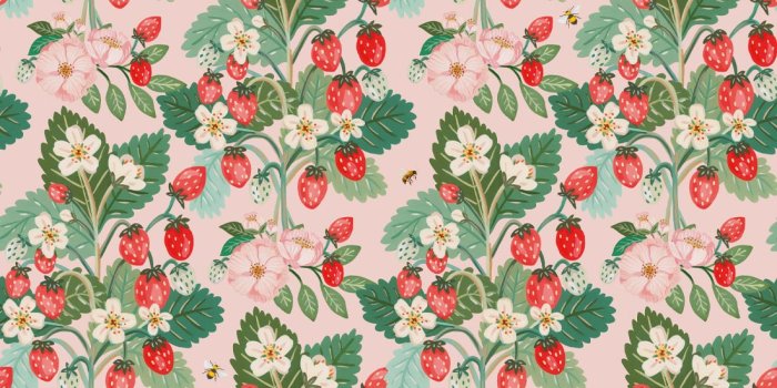 1100x1320 Strawberries Wallpaper • Hand-Painted