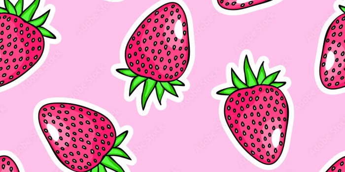 1000x1000 Strawberries seamless pattern. Pink