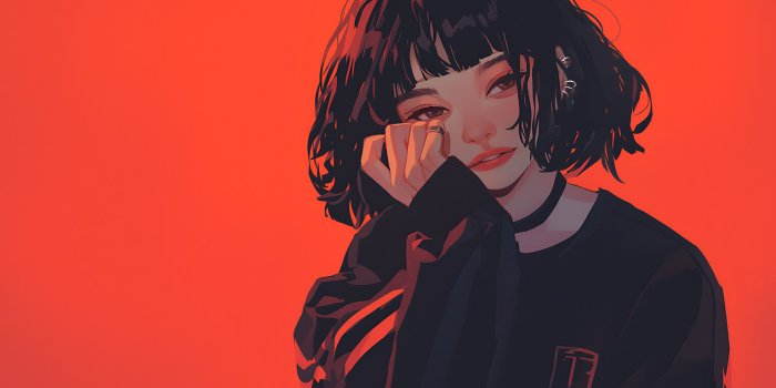 1536x864 Emo Aesthetic Girl Red Desktop