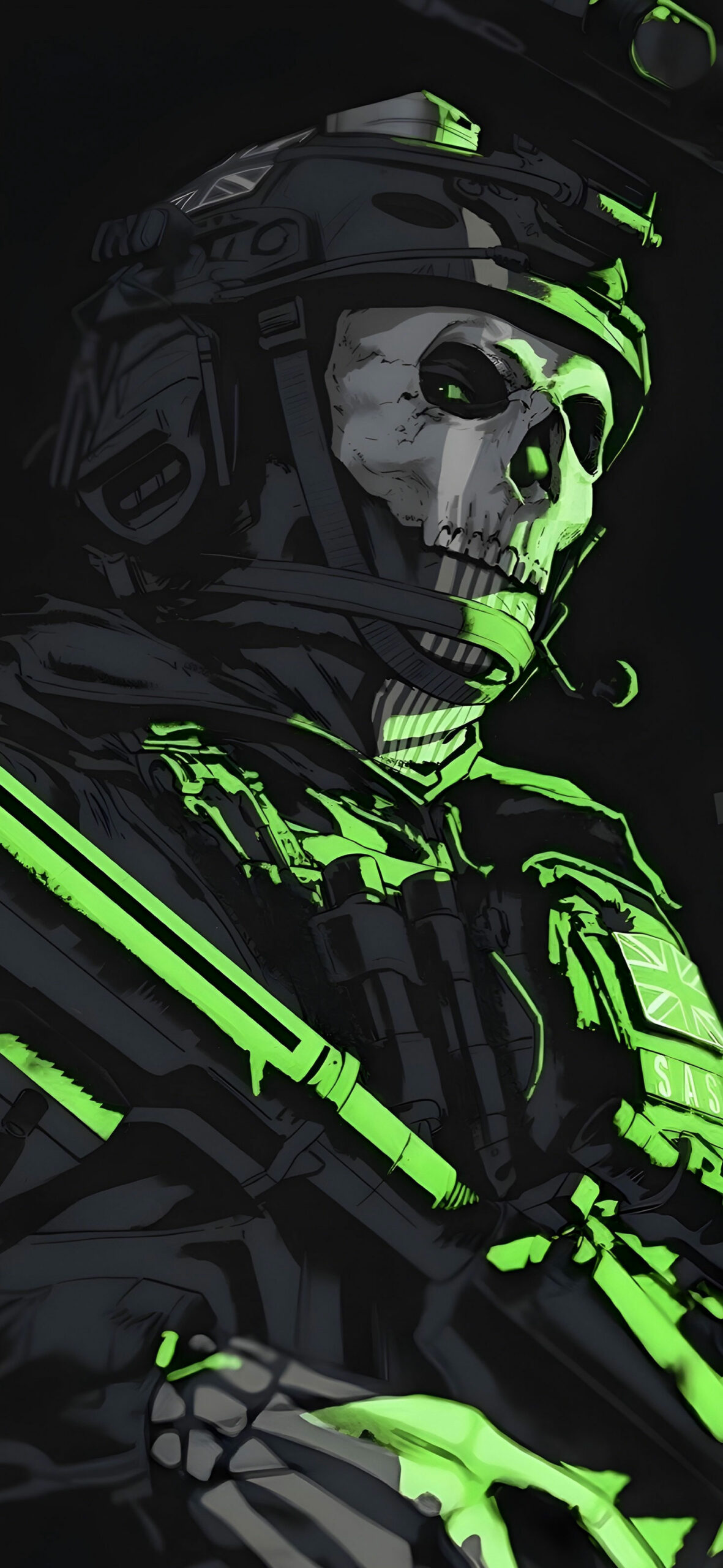 1181x2560 Call of Duty Modern Warfare Ghost Black