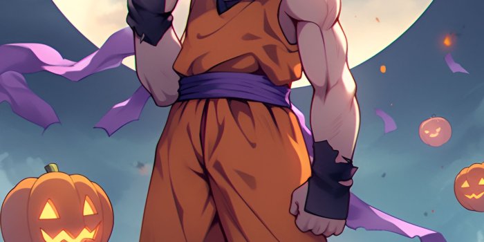 1463x3171 Kid Goku & Moon Halloween Wallpapers