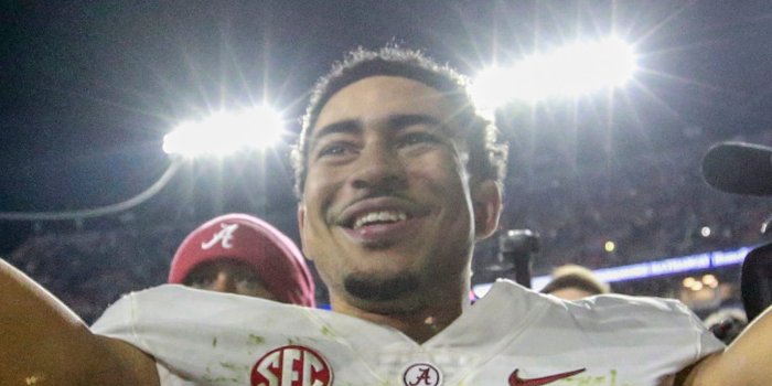 1373x2441 Alabama quarterback Bryce Young takes