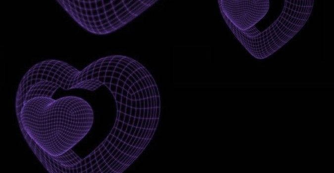 675x1200 3d Phone Purple Hearts Dark Theme