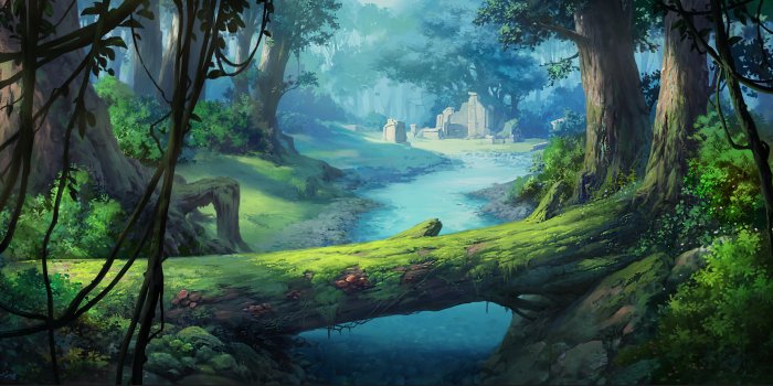 3840x1866 Fantasy Forest HD Wallpaper