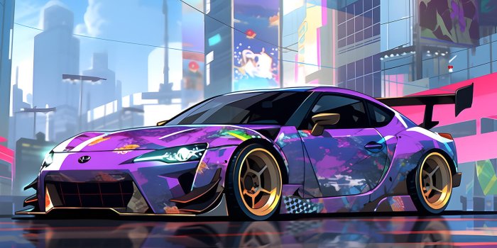 1536x864 Purple Subaru BRZ in City Desktop