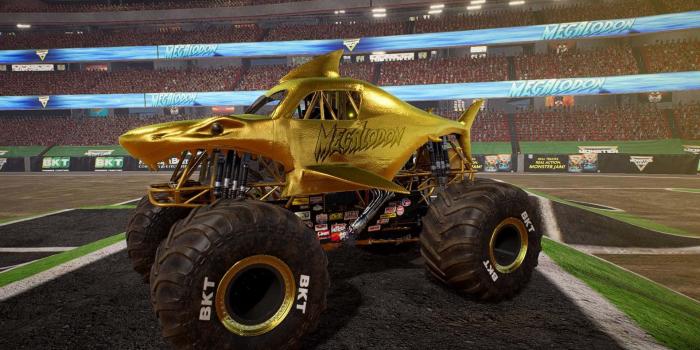 1920x1080 Megalodon Gold Monster Truck Wallpaper