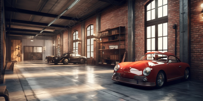 1200x673 Industrial Loft Style Garage 3d Render