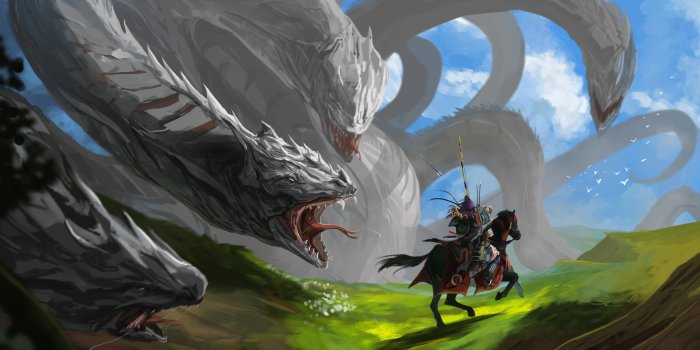 5000x3105 Wallpaper weapons, monster, art, rider