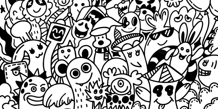 1200x675 Cartoon Cute Black And White Art
