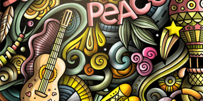 1200x2449 Hippie Hand Drawn Doodle Banner