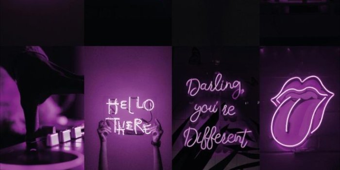 736x1308 purple neon wall collage