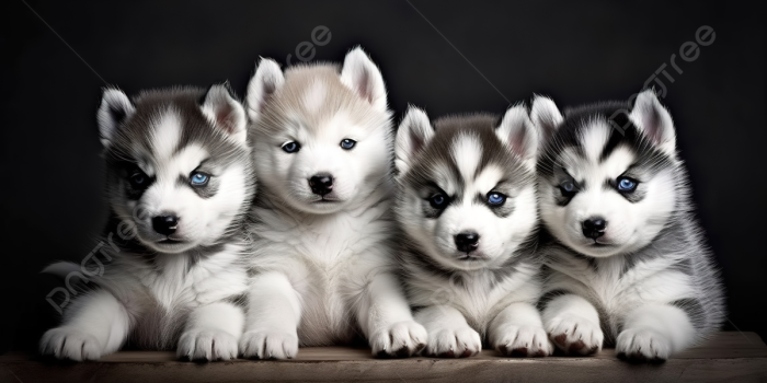 1200x673 Four Siberian Husky Puppies Sitting Hd