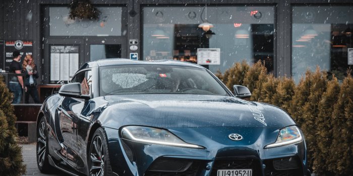 1280x1920 4k Toyota Supra Dark Blue Wallpaper