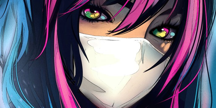 5120x2880 Anime Girl Galaxy Map Eyes Colorful
