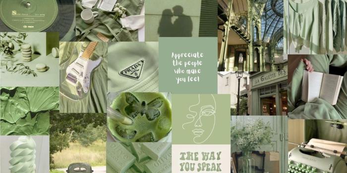 1440x900 Green Aesthetic Collage Desktop