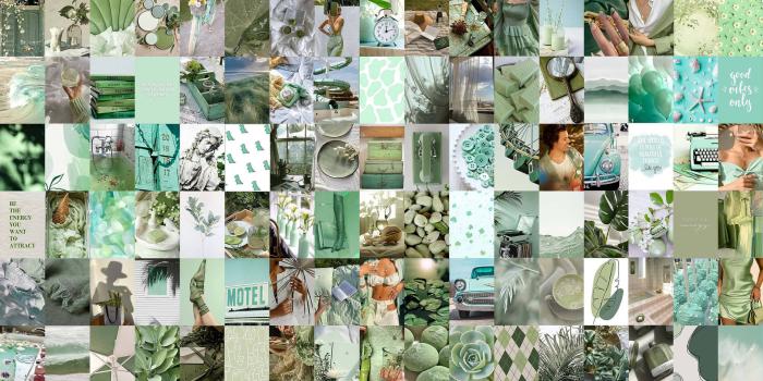 1920x1018 Sage Green Aesthetic Collage Wallpaper