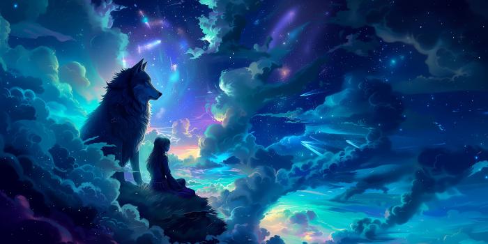 1920x1080 Mystical Wolf and Stardust 4K Wallpaper