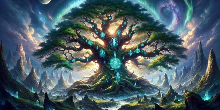 3584x2048 Yggdrasil Mythical Tree HD Wallpaper by