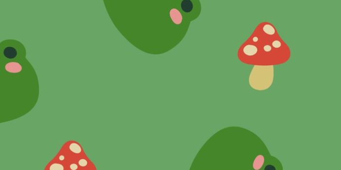 736x1592 Kawaii Frog & Mushroom Green Wallpapers