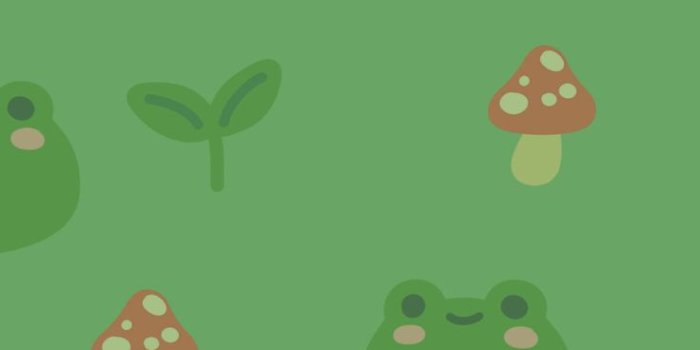 736x1592 Kawaii Frog & Mushroom Green Wallpapers